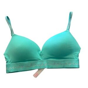 Victoria’s Secret PINK Wear Everywhere Bra - Size 36B - Teal Green Embellished